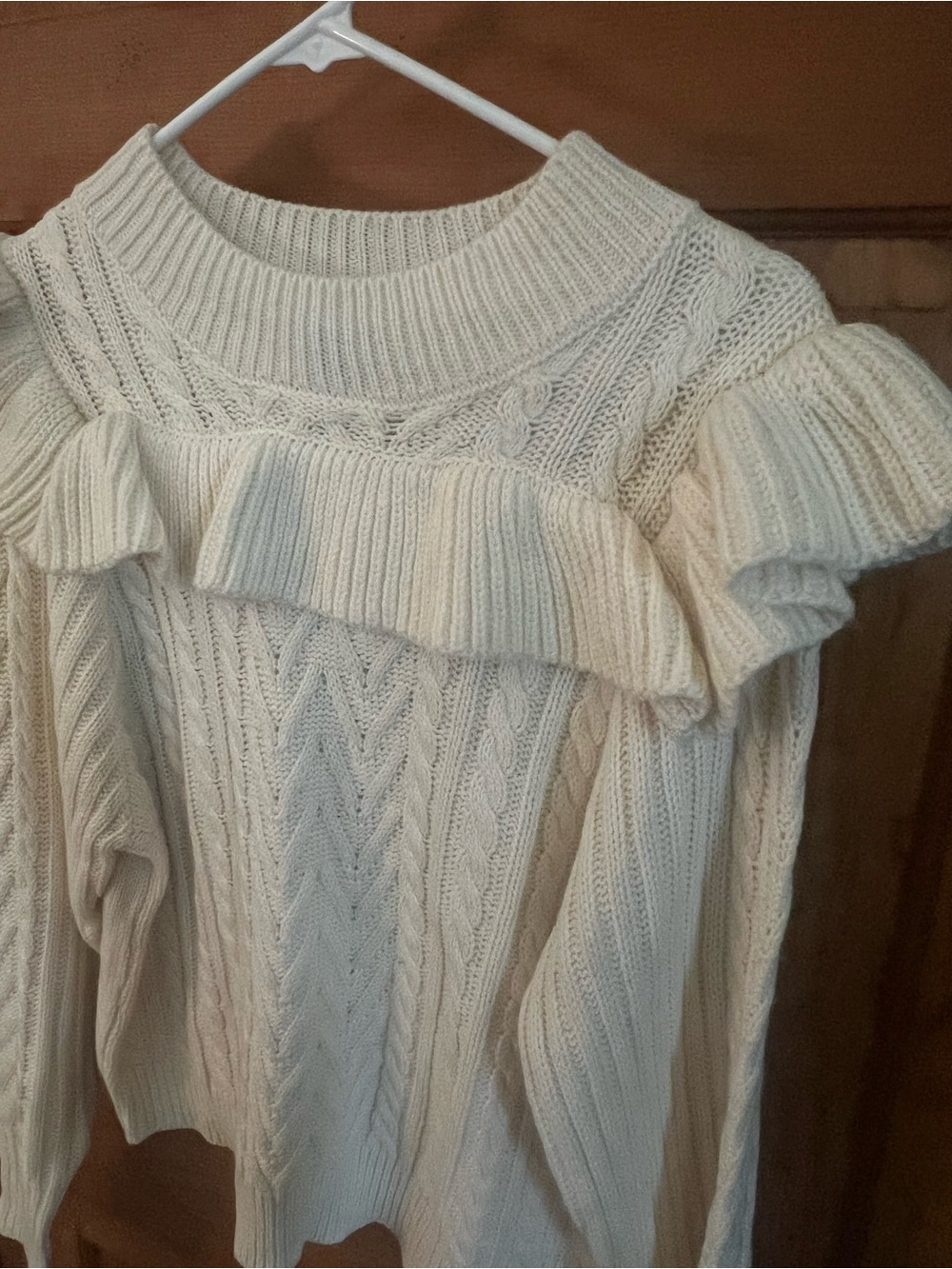 Studio 19 Cable Knit Ruffle Sweater - Picture 6 of 8
